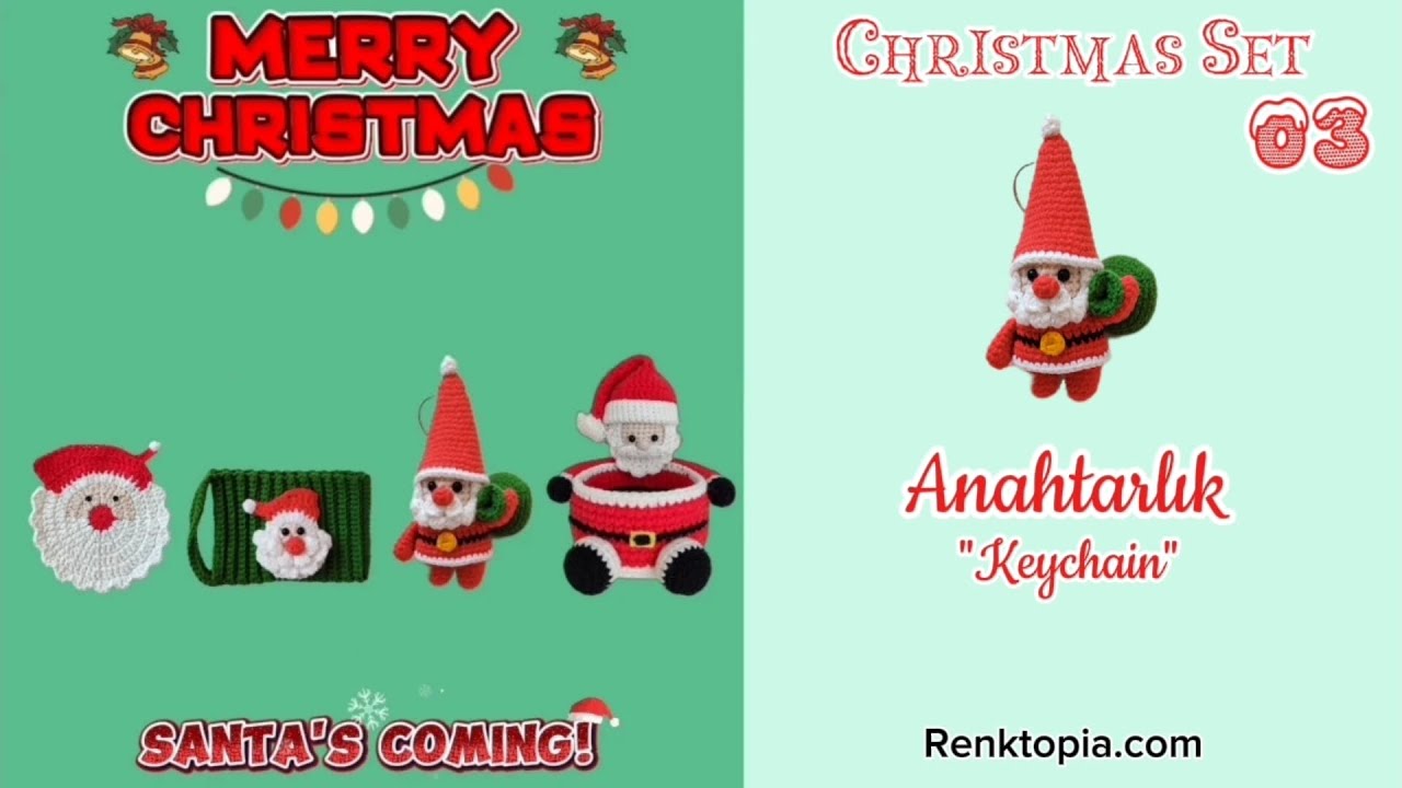 Santa Claus Keychain Tutorial | Christmas Crochet Set – Part 3 (Noel Baba Anahtarlık) 