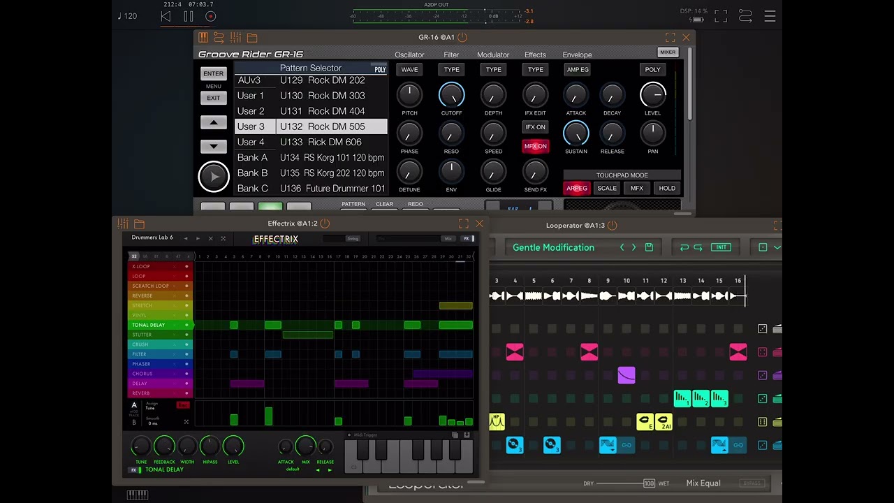 One drum beat & 2 Sugarbytes Audio Effects Effectrix & Looperator - iOS iPadOS 