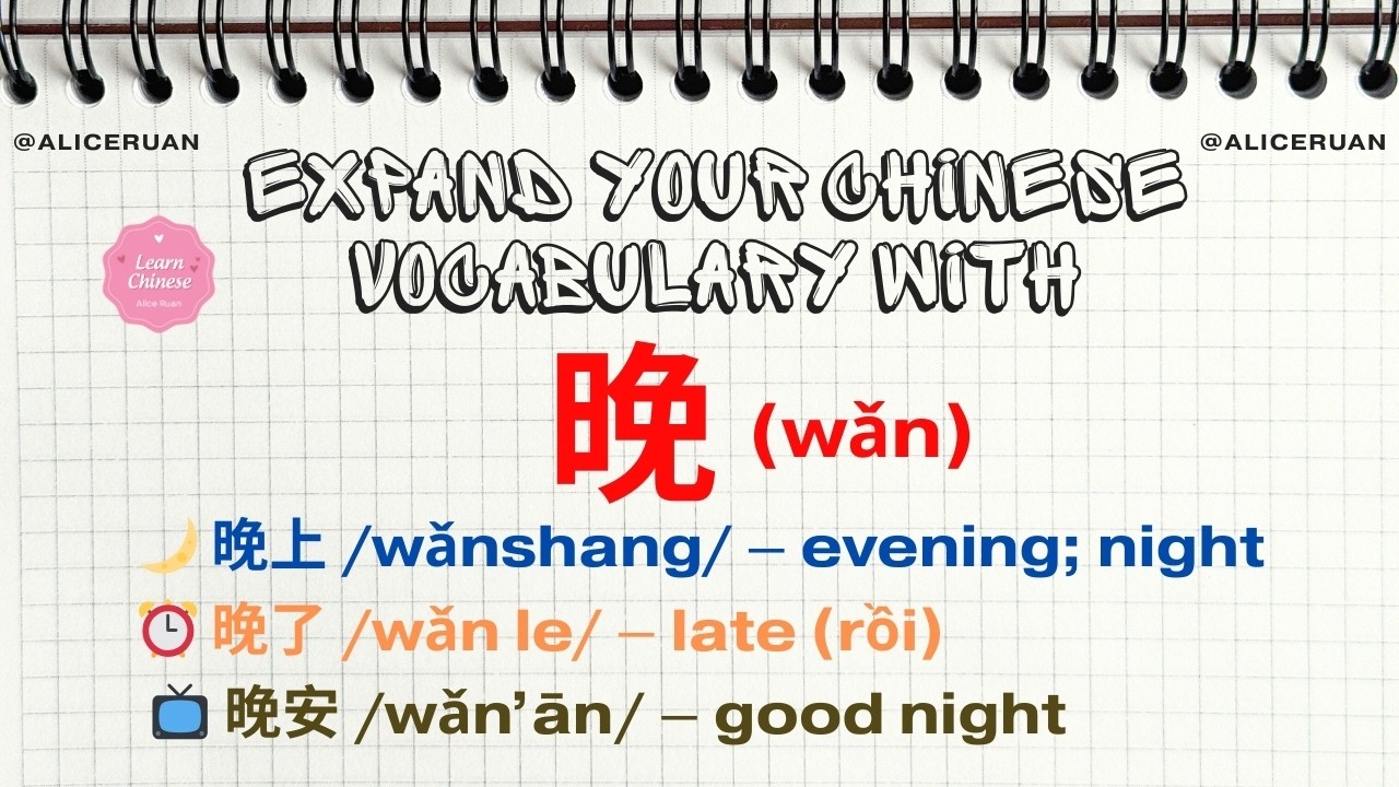 Expand Your Chinese Vocabulary with 晚 (wǎn) | Evening & Late Words | Alice Ruan