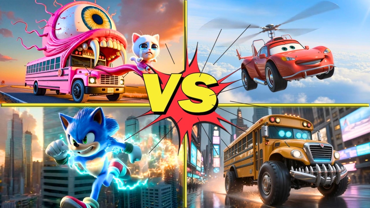 TILES HOP CHALLENGE - SONIC - SCHOOL BUS EATER - MCQUEEN #202