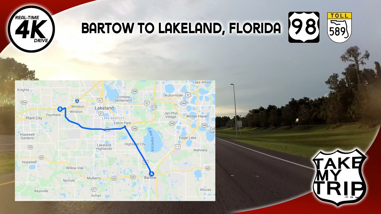 Bartow to Lakeland, Florida: a drive on US 98 and the Polk Parkway, Florida 570, in 4K