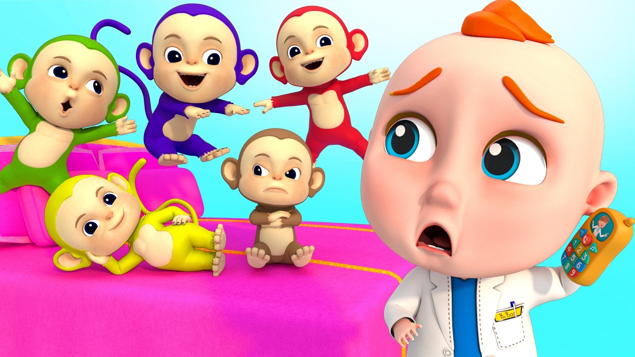 Lima Monyet Kecil | Five Little Monkeys | Lagu Anak Anak -  Ryan Bahasa Indonesia
