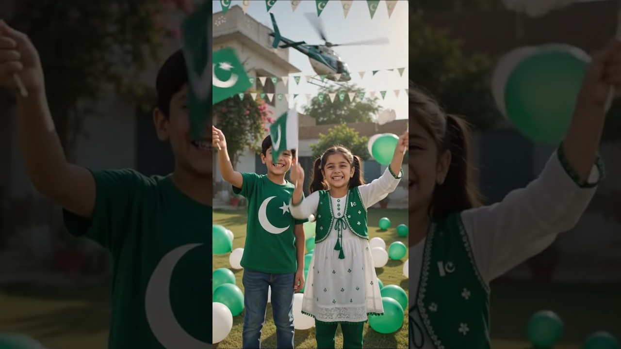 14 August day children's very happy Pakistan zinda bad #pakistanday #helicopter #children