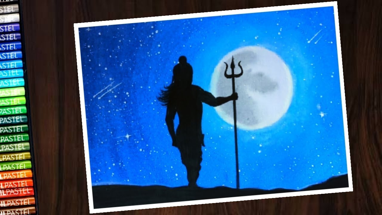 How to Blend oil pastel | Lord Shiva Easy drawing with oil pastel - step by step