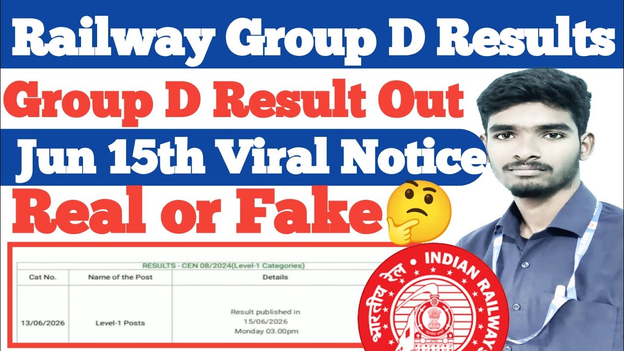 Railway Group D Results Out🤔 15th Jun Viral Notice Group D Results Real or Fake Group D Results
