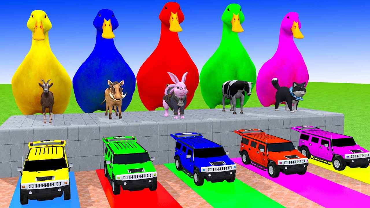 Long Slide Game With Cow Elephant Gorilla Hippopotamus Tiger 3d Animal Game Funny 3d Animals