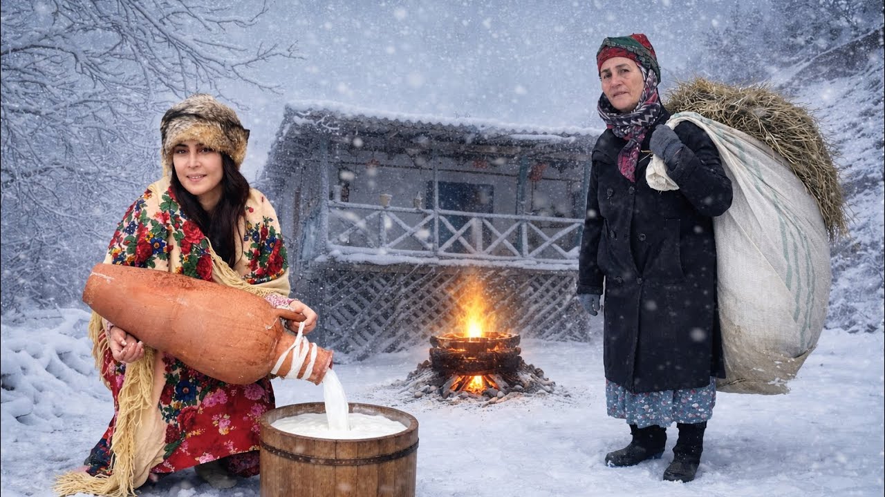 Village on a snowy day | Cooking on the stove