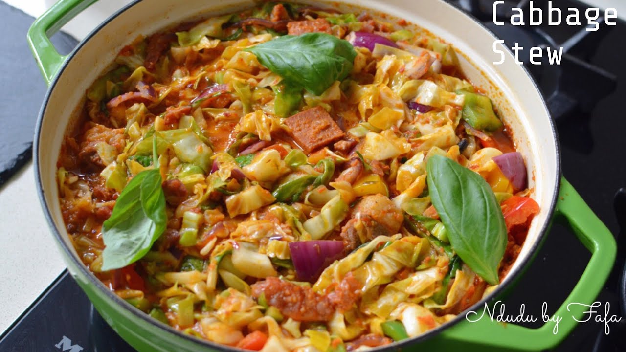 CABBAGE STEW recipe ✔️Salted Goat Meat & Chorizo // Ndudu by Fafa