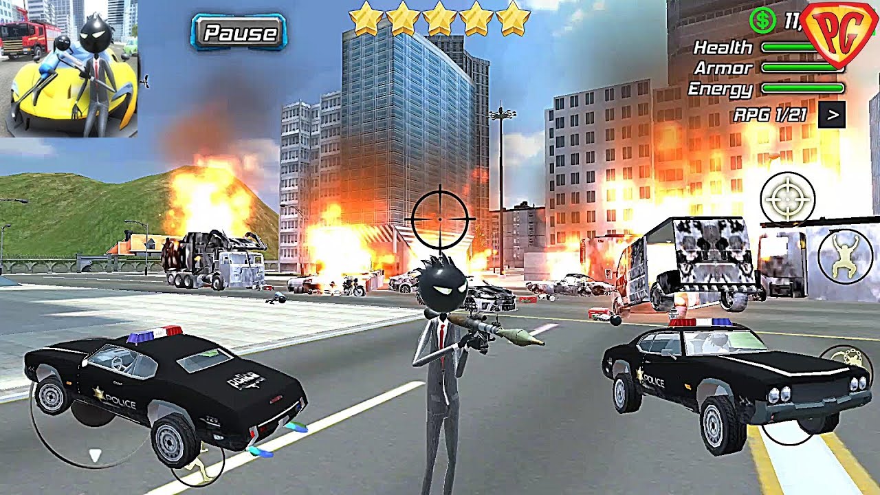 Amazing Crime Strange Stickman Rope Vice Vegas #32 Fight with police