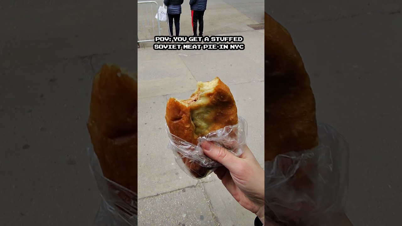 pov soviet meat pie in nyc #nyc #foodie #streetfood #citylife #friedfood  #brightonbeach #brooklyn