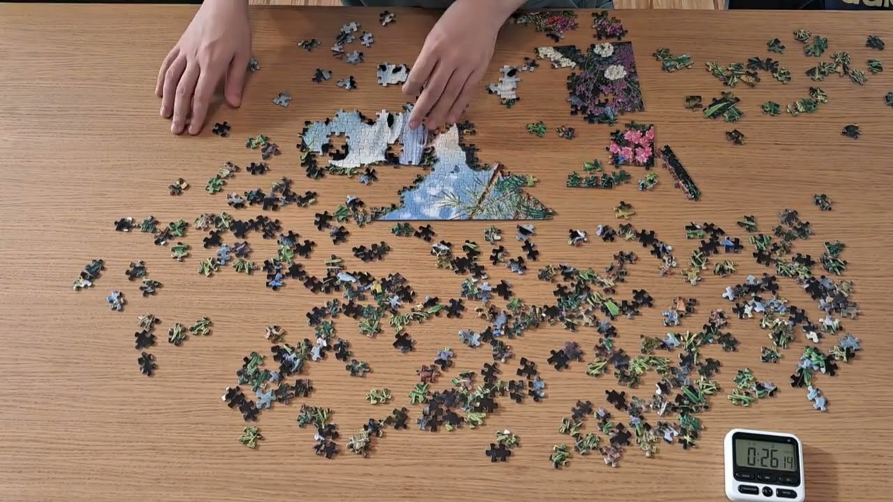 500 Piece Puzzle Timelapse | Schmidt: Panda Family at the Waterfall