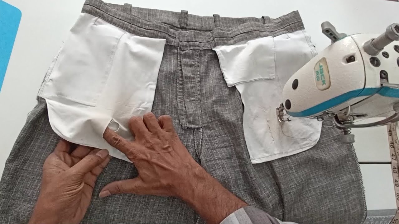 how to repair a torn inside pocket of mens pants./ change damaged pocket / repair / dress tailor