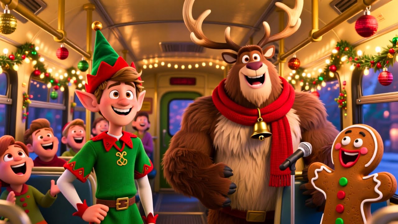 Wheels on the Christmas Bus Song 🚌🎄 | Fun Kids Song for Toddlers | Festive Holiday Adventure