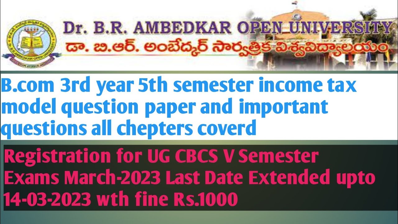 B.COM 3rd year 5th semester INCOMETAX-1 MODEL QUESTION PAPER #INCOMETAXMODELQUESTIONPAPER #braou
