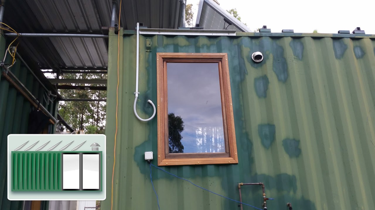 Shipping Container house – Installing wooden window in kitchen