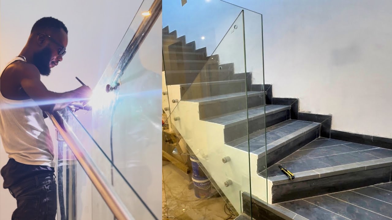 What have you Done to your Staircase‼️-Glass Balustrade installation || Building in Ghana 🇬🇭