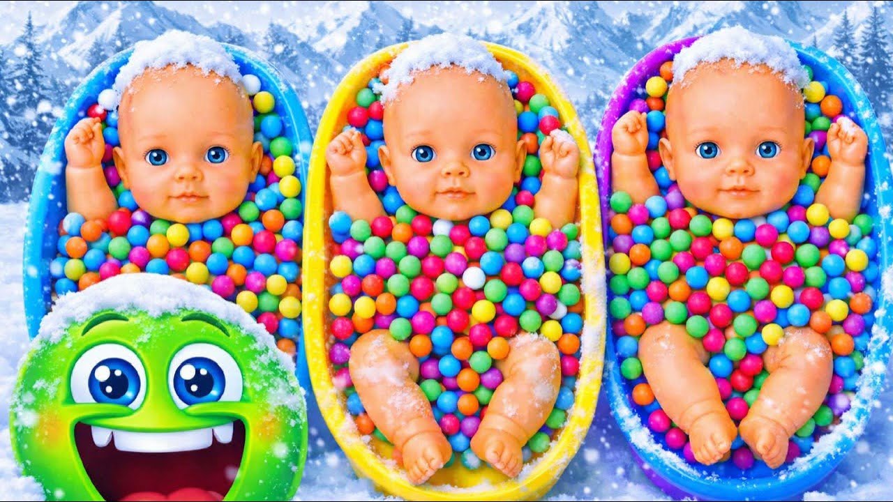 Full of 3 Rainbow BathTubs Candy with M&M's & Magic Slime Cutting Video