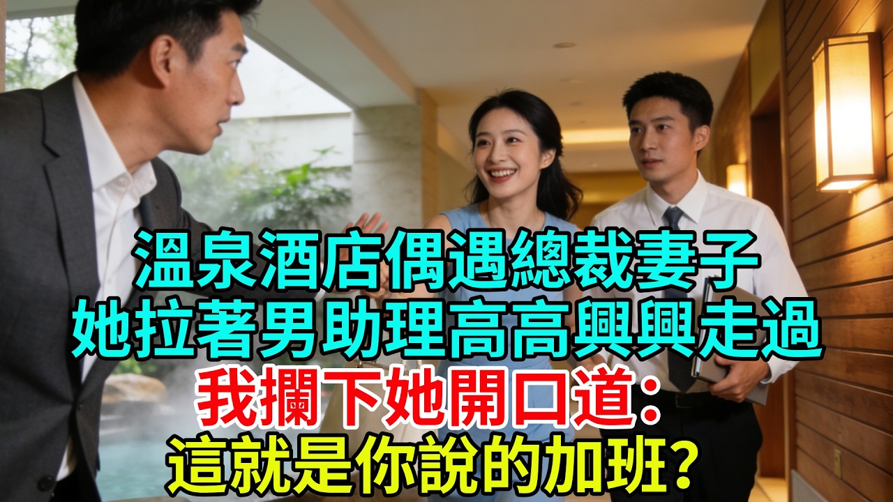 温泉酒店偶遇總裁妻子，她拉著男助理高高興興走過，我攔下她開口道：“這就是你説的加班？”#故事頻道#故事#情感故事