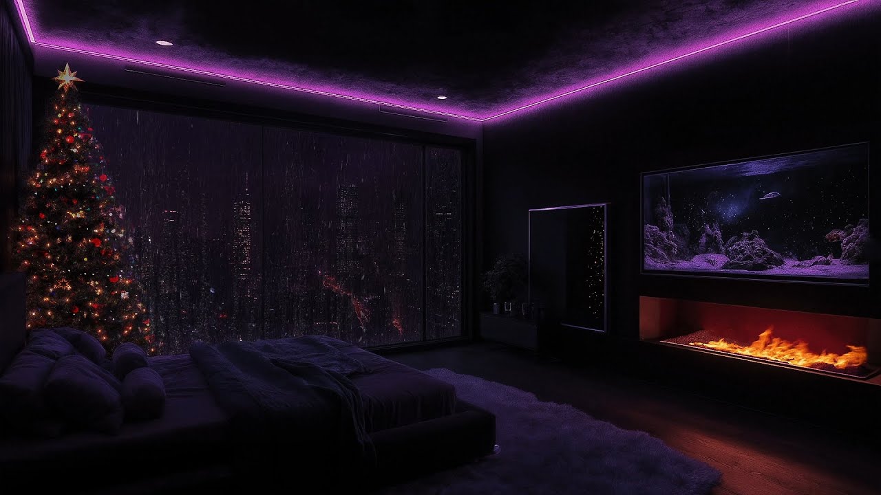 City Rain ASMR ☔🌃 | Deep Relaxing Purple Night for Good Sleep & Healing