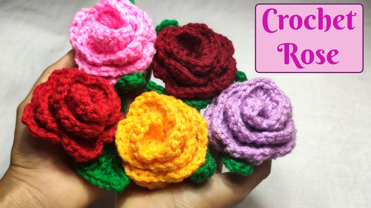 Crochet Rose Sinhala | රෝස මලක් ගොතමු | Simple and Easy Rose with English subtitles