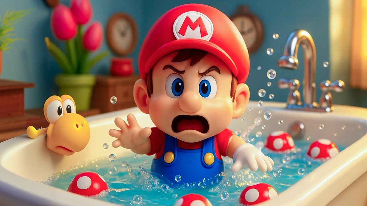 Baby Mario Hates Taking a Bath | Super Mario Story 👶🍄🛁