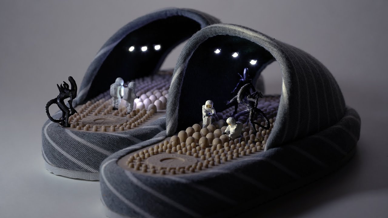 スリッパをエイリアンの巣に見立てる｜Making of “Alien Eggs”