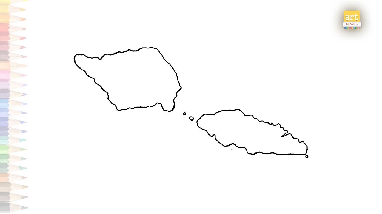 Samoa map drawing | Outline drawing | How to draw Samoa map step by step | #artjanag