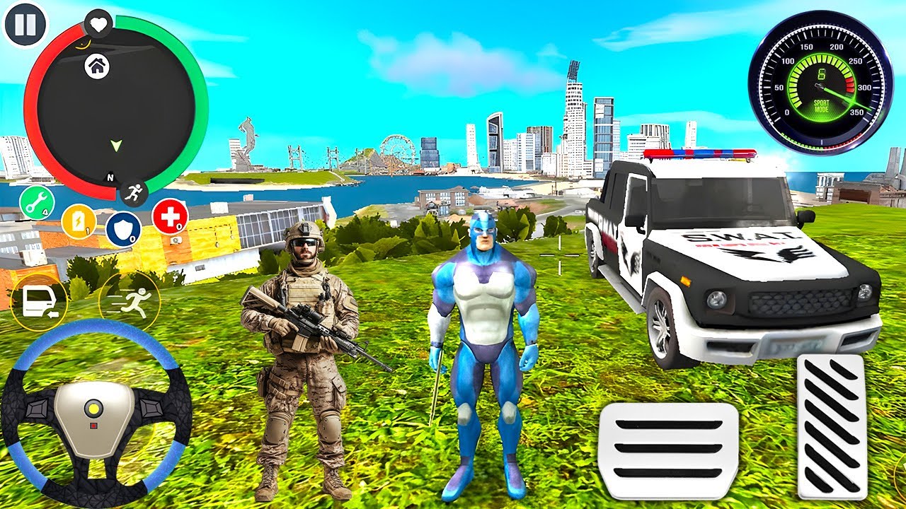Rope Hero City Voice Town Police Man vs Army & Police Battle in Open Wold Game | Rope Hero Gameplay