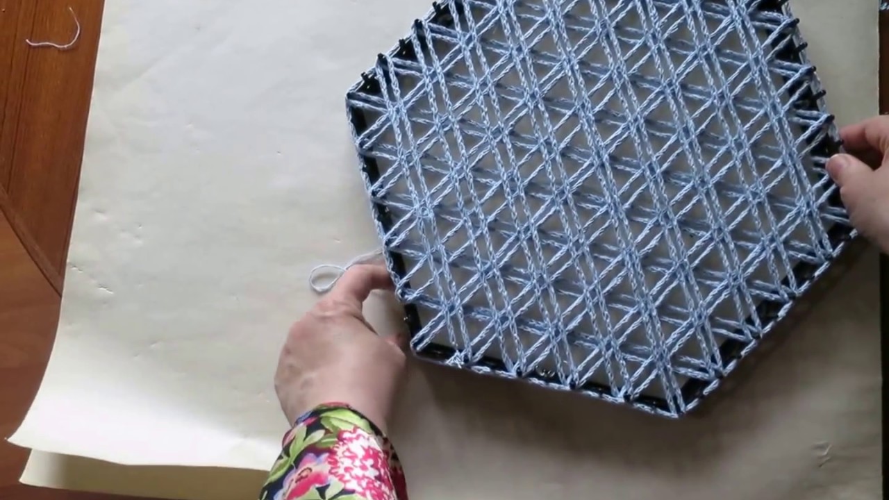 Weaving Flower of Life pattern on a Hexagon with spool knitted cord