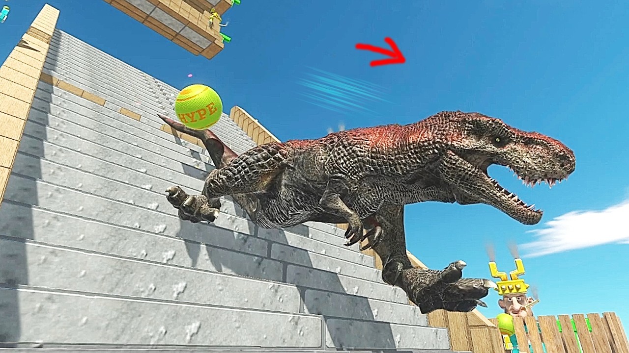 Stairs Falling Trap vs. T-Rex, Infernals, Herbivores | Animal Revolt Battle Simulator