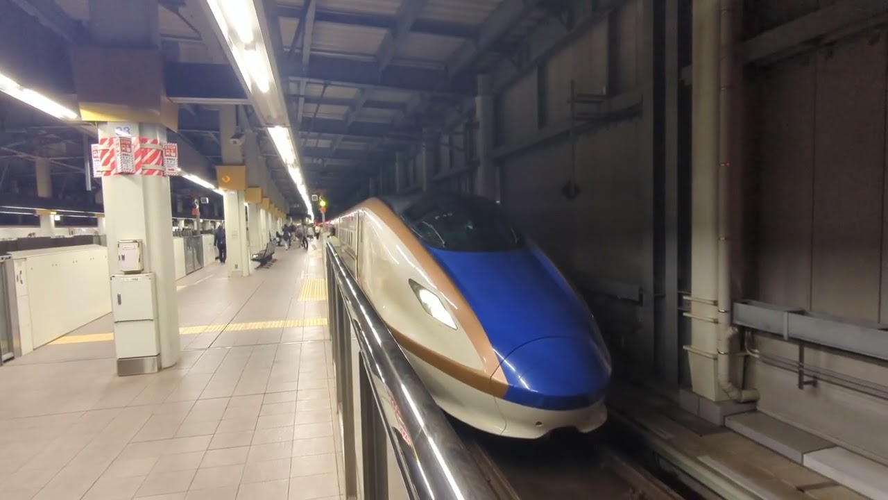 2026年2月8日北陸新幹線金沢(駅)14番のりば3513Eかがやき513号(金沢·)敦賀行き着発 E7系F40編成運行3513Eかがやき513号(金沢·)敦賀行き→(回送列車)回送3513E