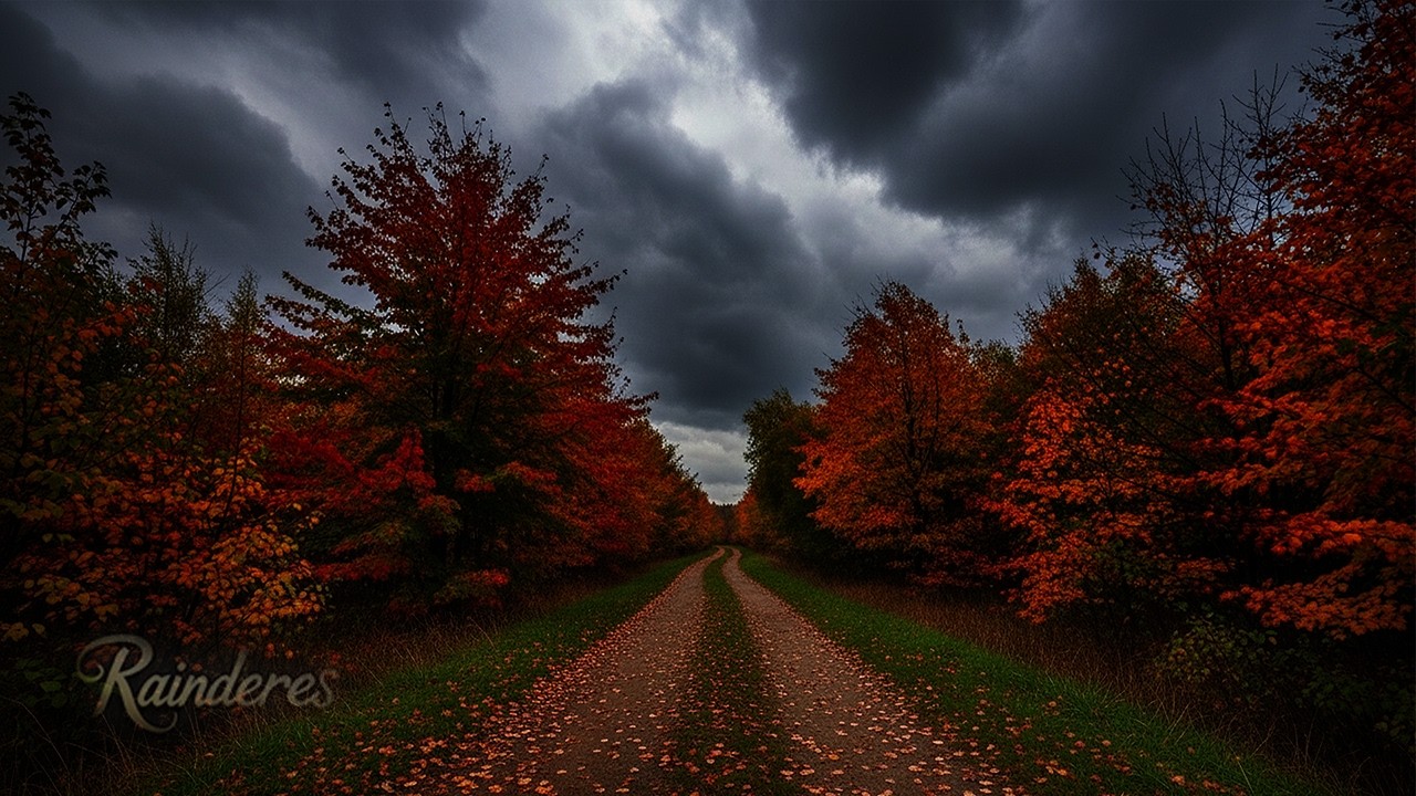 Dark Autumn Forest Path &ndash; Calm Before the Thunderstorm Ambience for Sleeping