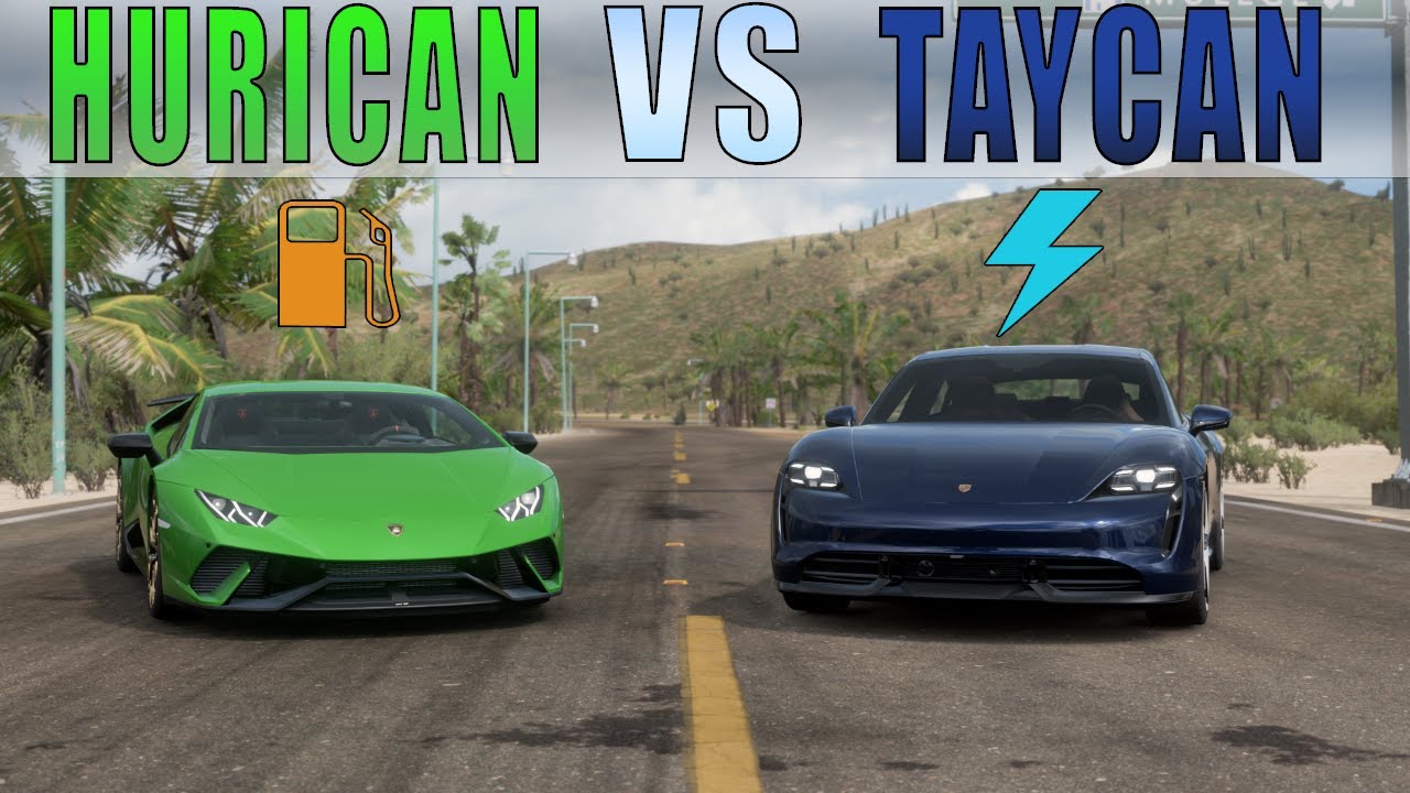 Forza Horizon 5: Porsche Taycan Turbo S vs Lambo Huracan Performante