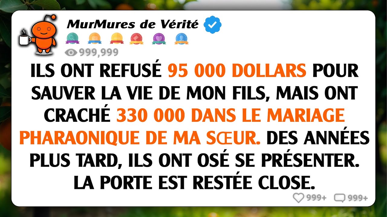 Mes parents ont dépensé 330 000 $ pour le mariage de ma sœur, mais ont refusé de sauver la vie de...