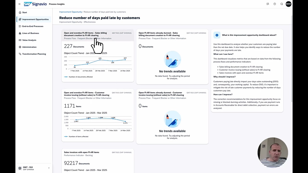 Days sales outstanding & working capital improvement opportunities using Signavio Process Insights