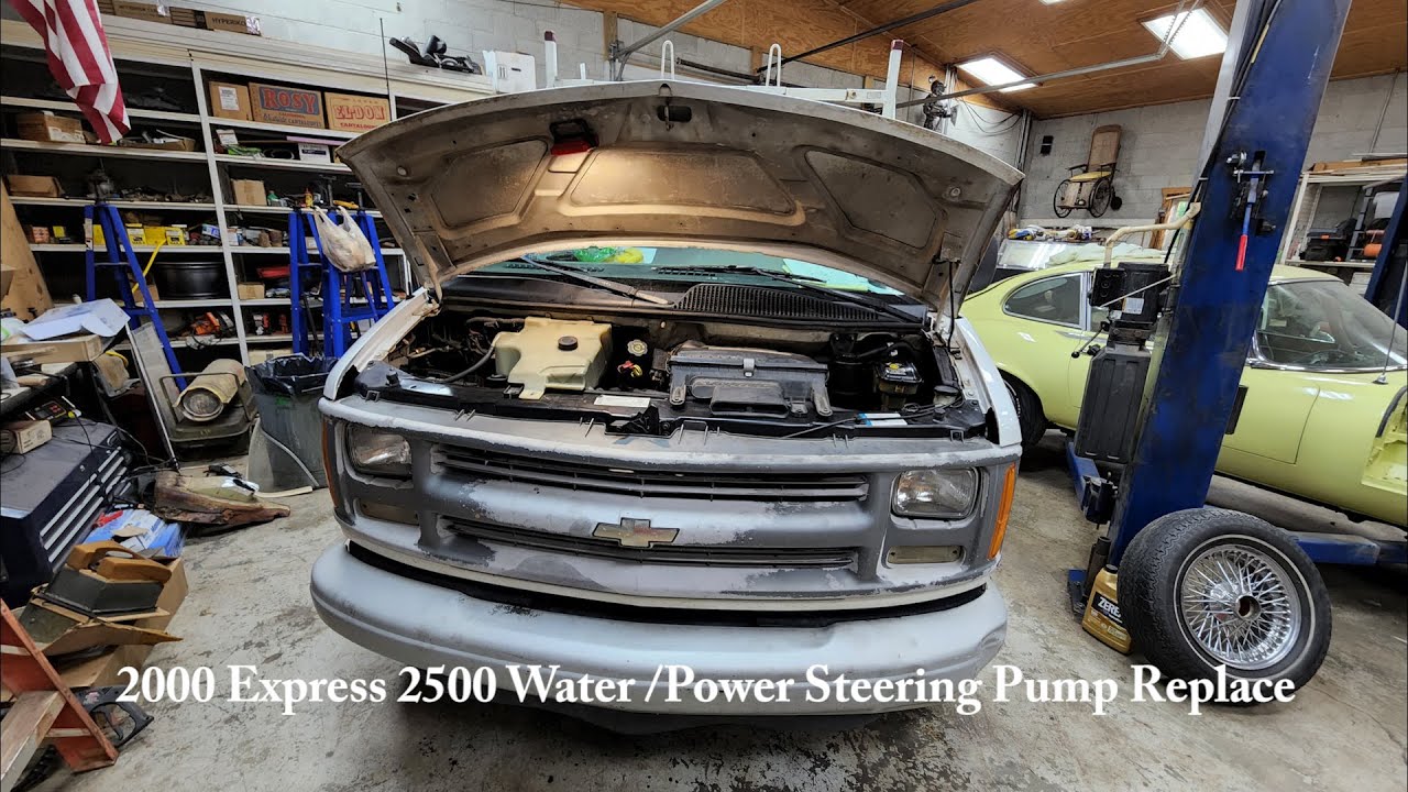 How To Replace Water Pump and power Steering Pump 2000 Express Van 2500  #PowerSteering #autorepair