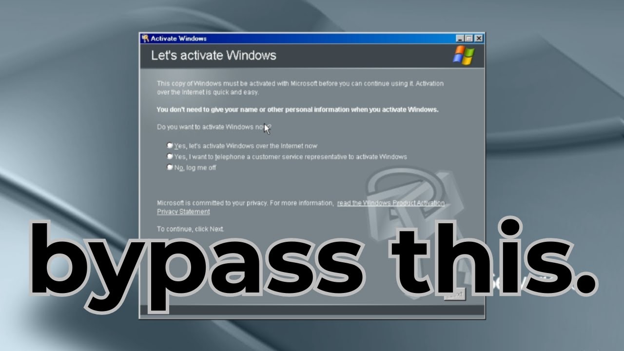 Bypassing Windows XP / Server 2003 Activation Center!
