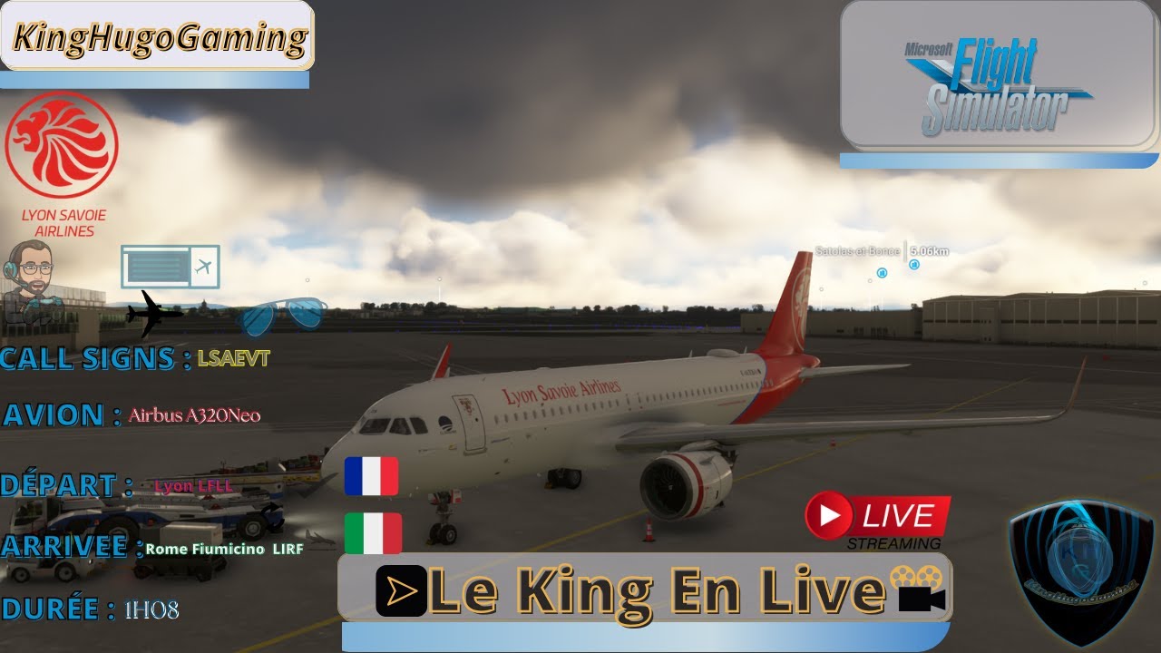 [FR] Microsoft Flight Simulator 2020 : Lyon LFLL🇫🇷 vers Rome LIRF🇮🇹Airbus A320N #mfs2020