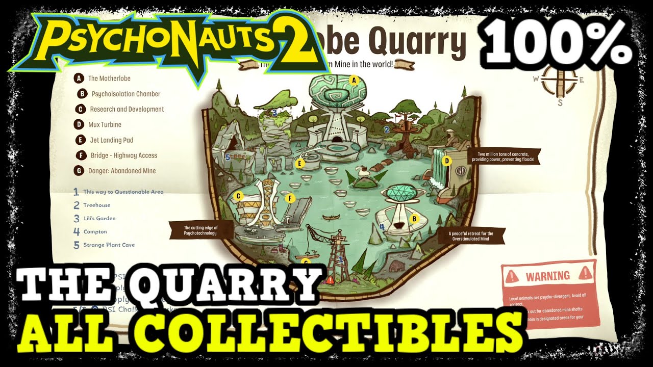 Psychonauts 2 The Quarry All Collectible Locations (PSI Cards & Markers, Supply Chests & Keys)