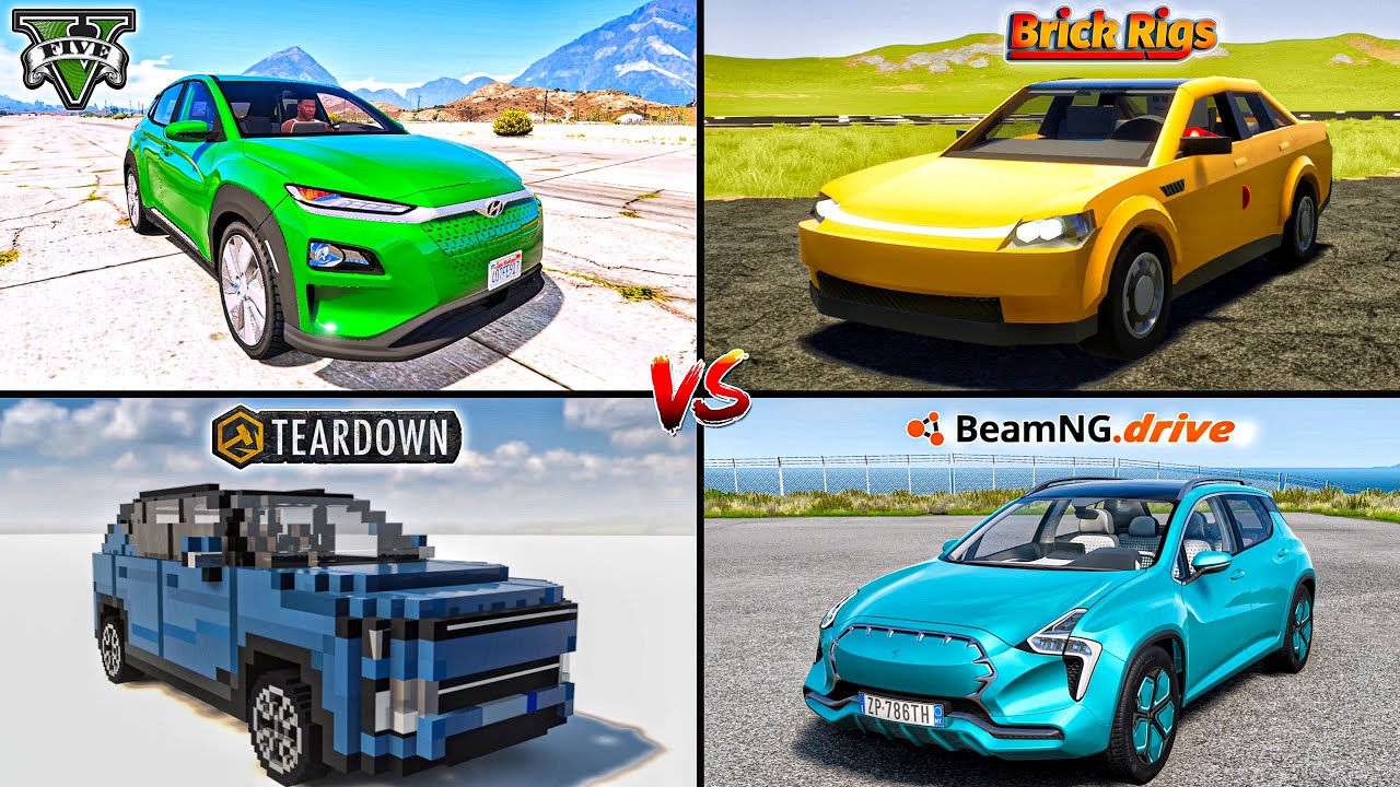 ELECTRIC CAR IN GTA 5 VS BRICK RIGS VS TEARDOWN VS BEAMNG.DRIVE - WHICH IS BEST?