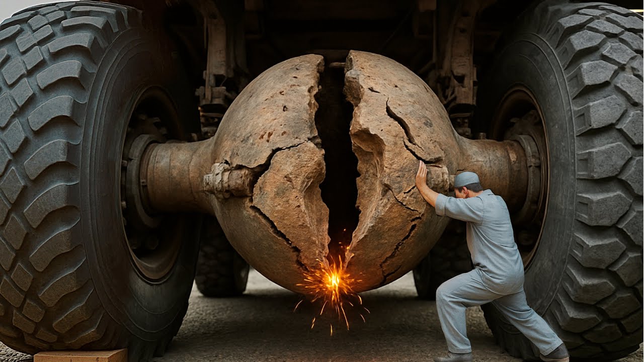 Unbelievable! Truck Axle Breaks and Body Splits in Half 