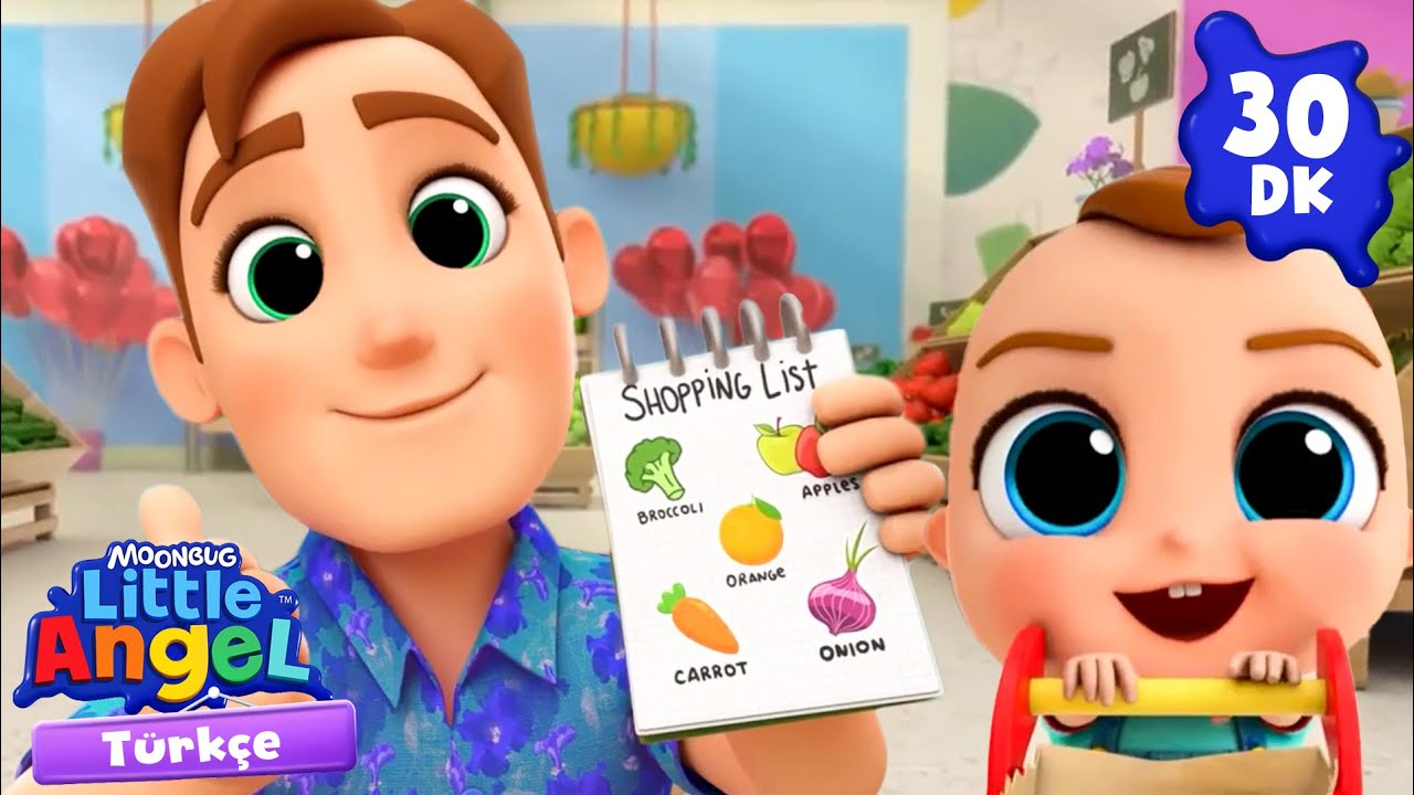 Süpermarkete Gidiyoruz 🍉🍇 | Eğlenceli ve Öğretici Çocuk Şarkıları | Little Angel Türkçe