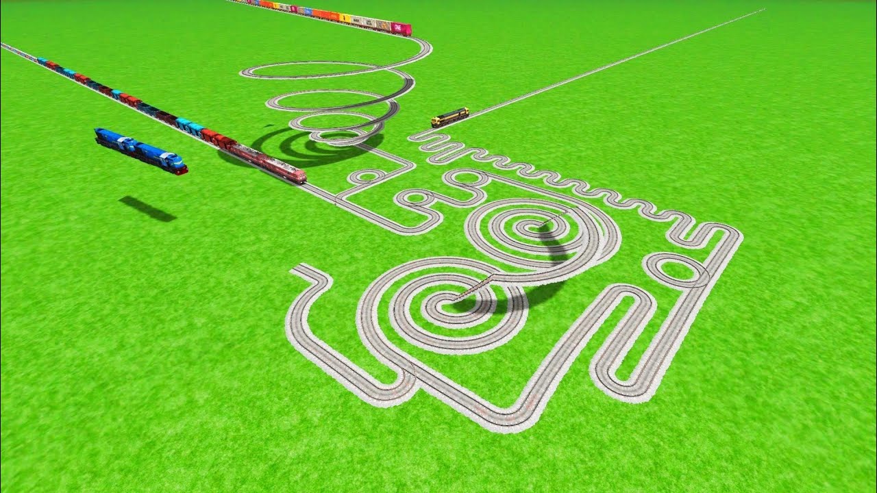 AI TRAINS CROSSIN SLIDE SNAKE 🐍 CIRCLES RISKY BUMPY 360° DEGREE 😱  ROUND RAILWORK RAILROAD 