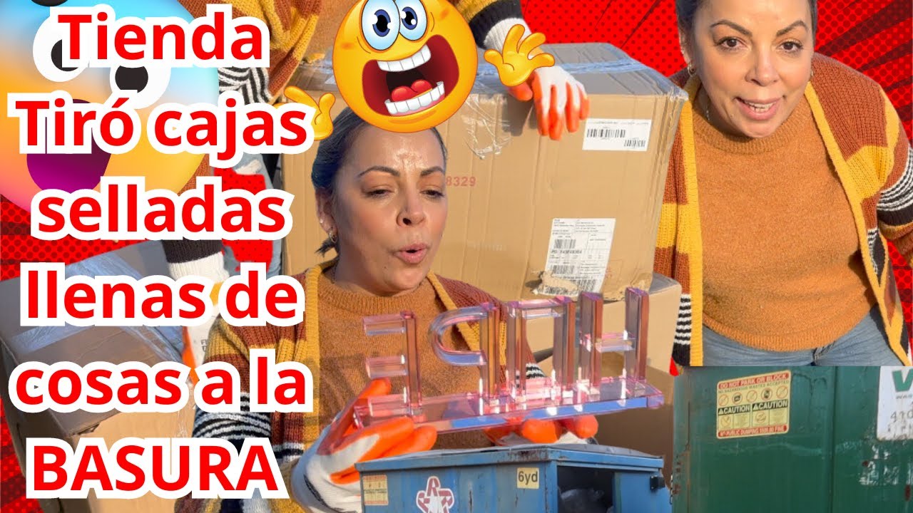 Tienda Tiró cajas selladas llenas de cosas a la BASURA😱😳🇺🇸 llegamos presiso en el momento#NoemyB