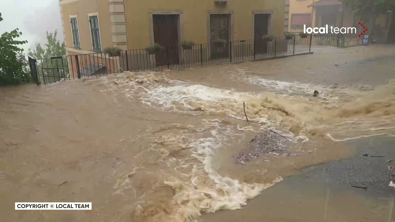 Allagamenti Martina d’Olba (Urbe, Savona): strade come cascate
