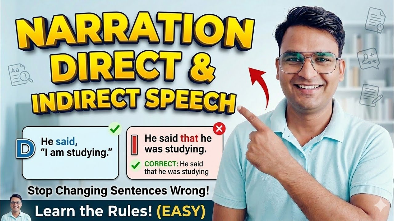 Direct and Indirect Speech in English Grammar | Narration in English Grammar by Anil Sir