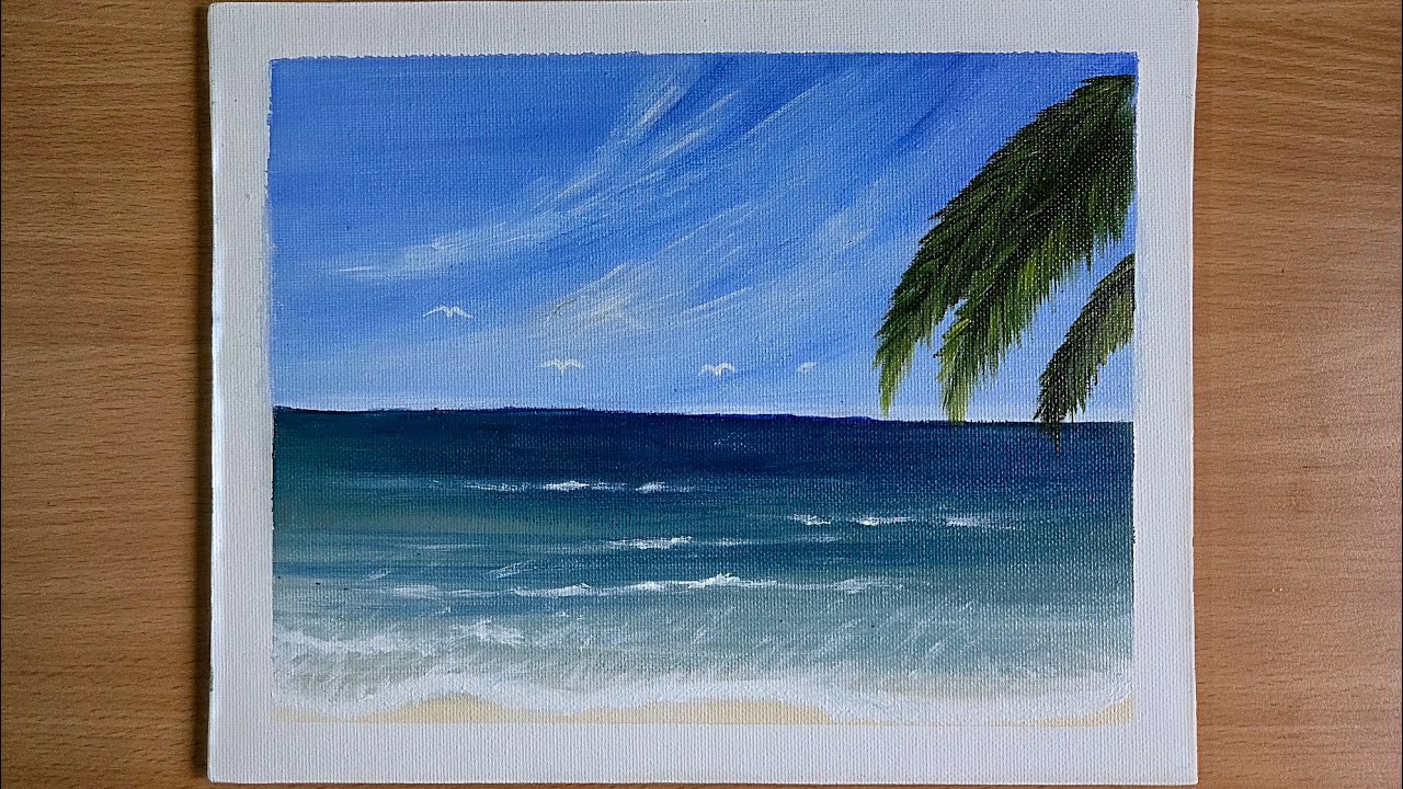 Peaceful beach painting | 027 | Acrylic Painting | LoveARTfully 