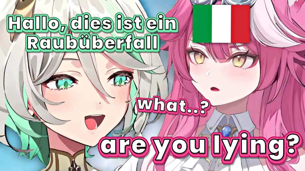 Cecilia makes Raora say this in German, but Raora realizes something is wrong.. [HololiveEN]