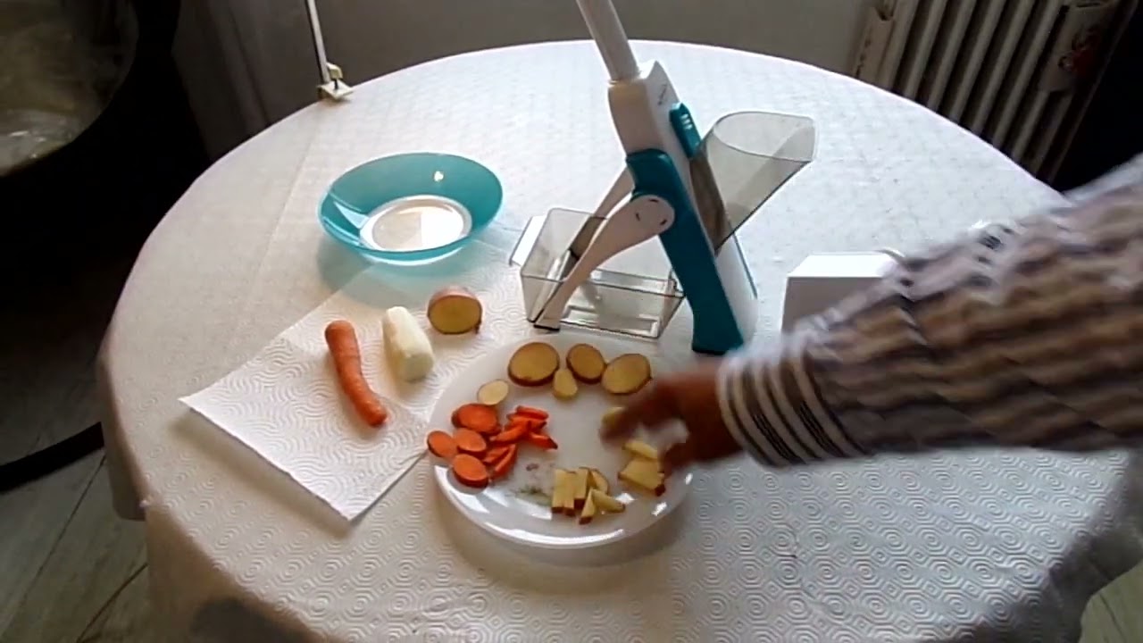 comment utiliser le découpeur de légume Mandoline a piston multifonction