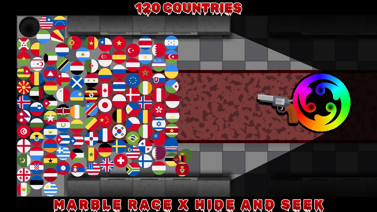 120 Countries Vs. Seeker - Hide and Seek Marble Race In Aldogoo